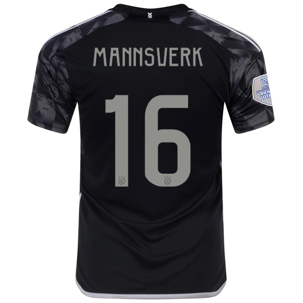 adidas Ajax Sivert Mannsverk Drittes Trikot mit Eredivise League Patch 23/24 (Schwarz).