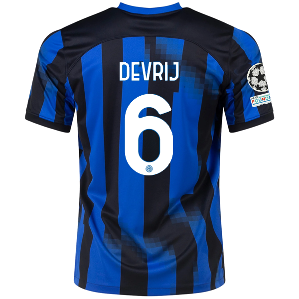 Image of Nike Inter Milan Stefan de Vrij Home Jersey w/ Champions League + Copa Italia Pa