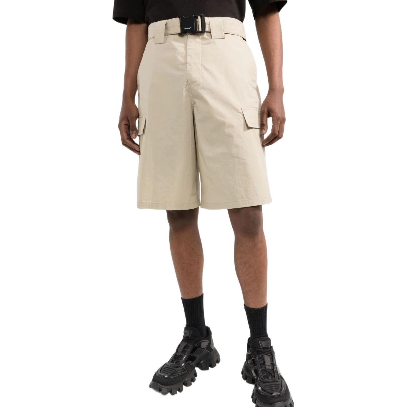 Image of Men's OFF-WHITE SS22 Solid Color High Waist Minimalistic Bermuda Shorts Version