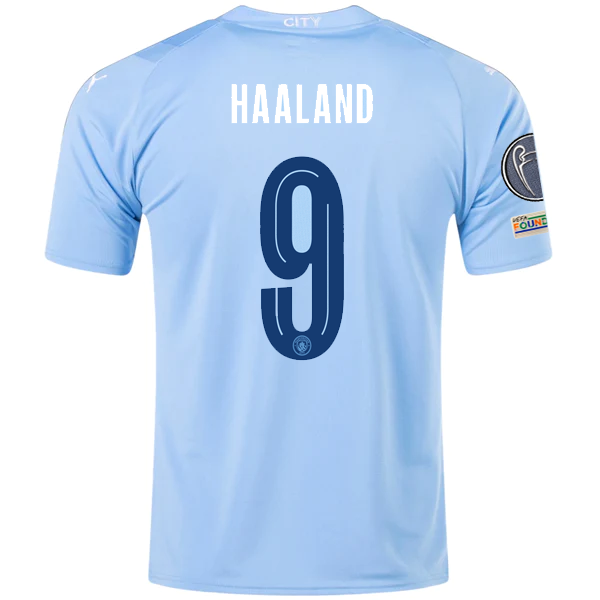 Puma Manchester City Erling Haaland Home Jersey w/ Champions League Patches 23/2