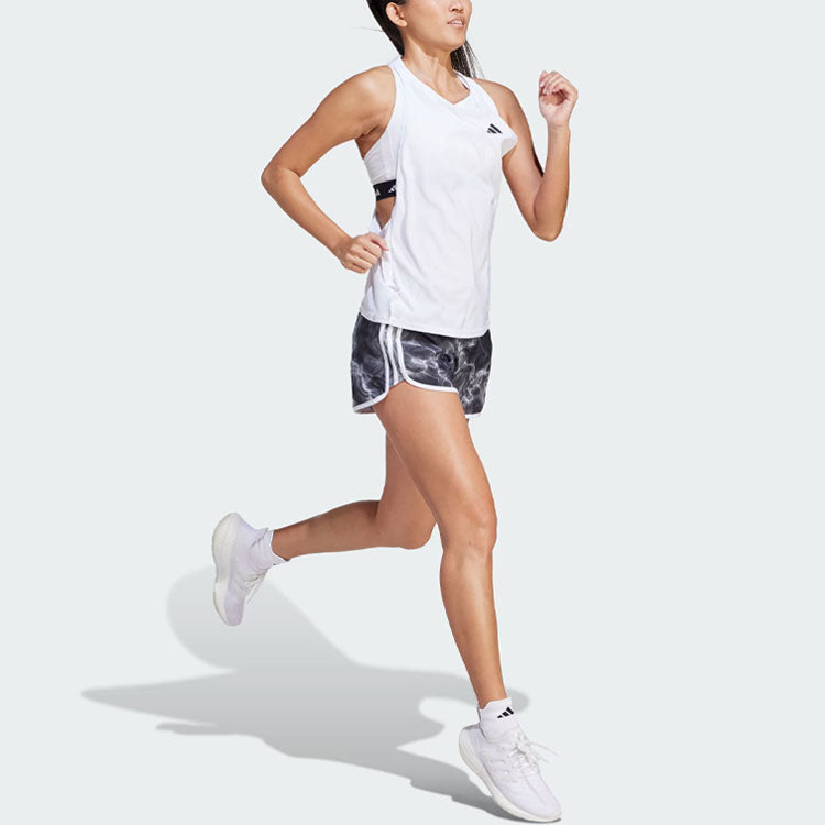 Image of (WMNS) Adidas Marathon 20 Allover Print Shorts 'Weiß Schwarz Grau Sechs' IL1665