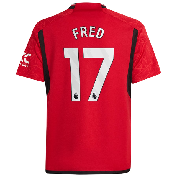 adidas Youth Manchester United Fred Home Jersey 23/24 (Team College Red)