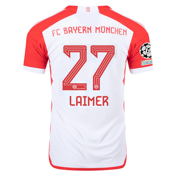 adidas Bayern München Authentisches Konrad Laimer Heimtrikot mit Champions-League-Pat