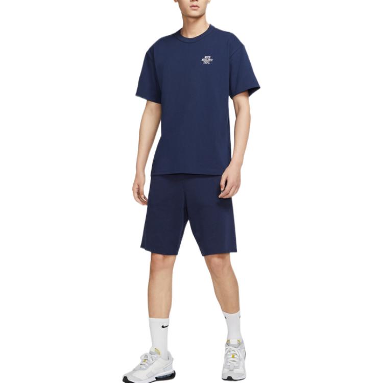 Image of Men's Nike Logo Printing Casual Loose Shorts Navy Blue FD0307-410