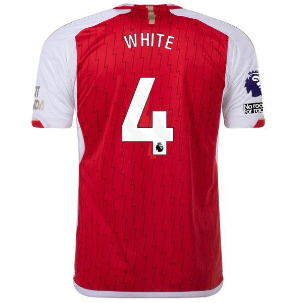 Image of adidas Arsenal Ben White Home Jersey 23/24 w/ EPL + No Room For Racism Patch (Be