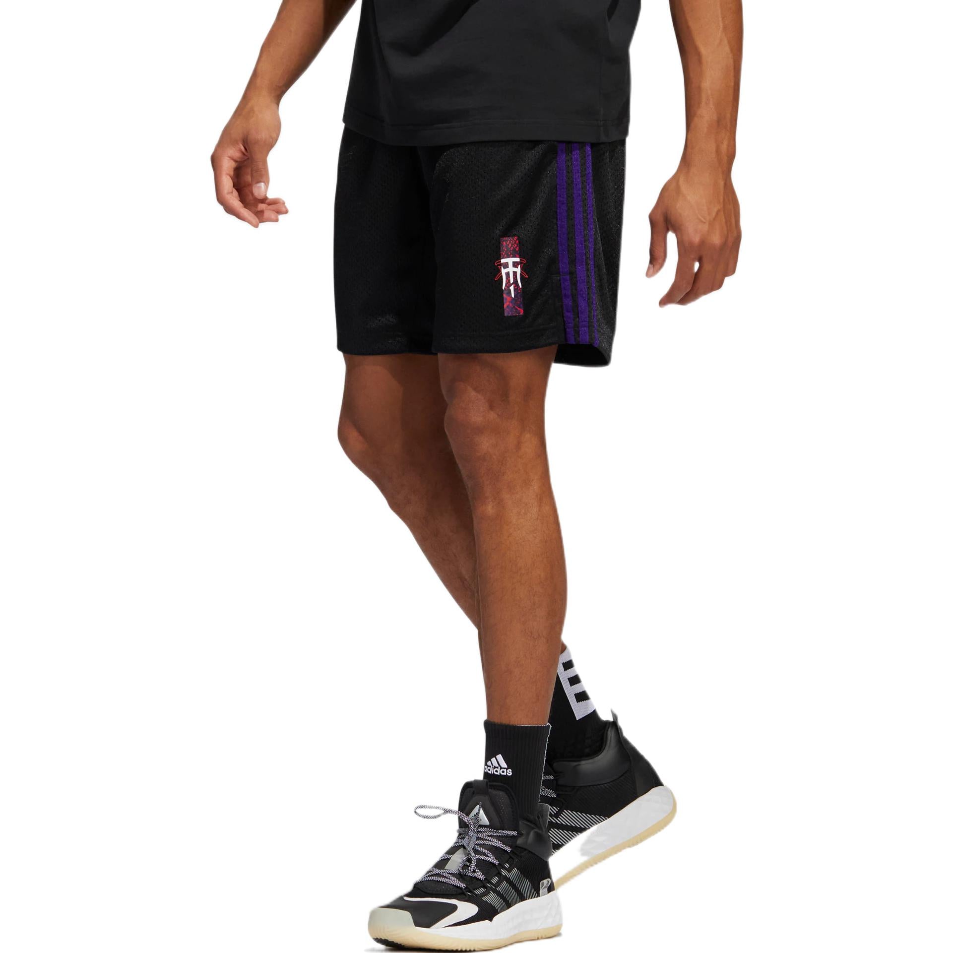 Image of Men's adidas Stripe Printing Lacing Sports Shorts Black HS8517