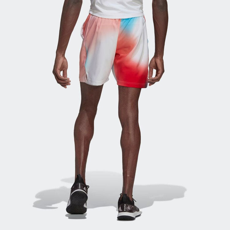 Image of Men's adidas Tie Dye Colorblock Drawstring Sports Straight Casual Shorts White H