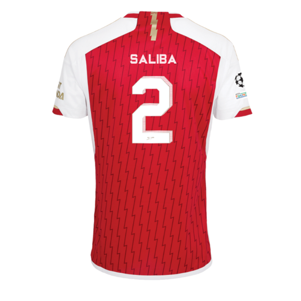 adidas Arsenal William Saliba Home Jersey 23/24 w/ Champions League Patches (Bet