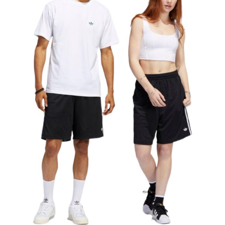 Image of adidas Stripe Micro Mark Casual Straight Shorts Japanese Version Black HC2204