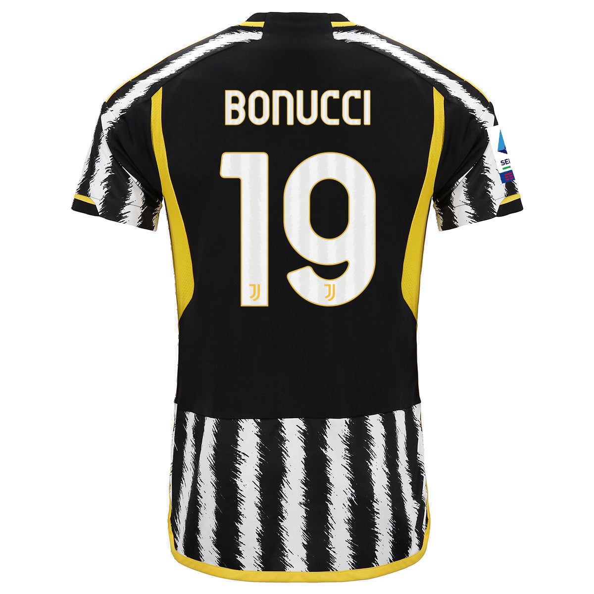 Image of adidas Bonucci Juventus Home Authentic Trikot 23/24 mit Serie A Patch (Schwarz/Weiß