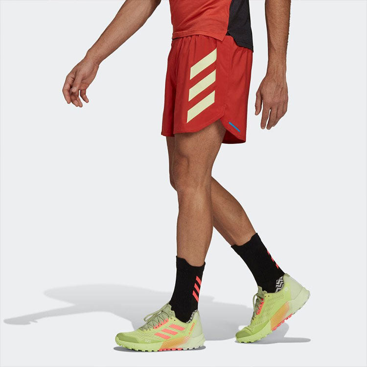 Image of Men's adidas Colorblock Straight Slim Fit Reflective Sports Shorts Red H11752