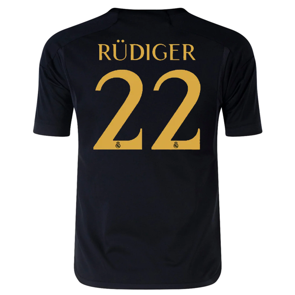 adidas Youth Real Madrid Antonio Rudiger Third Jersey 23/24 (Black)