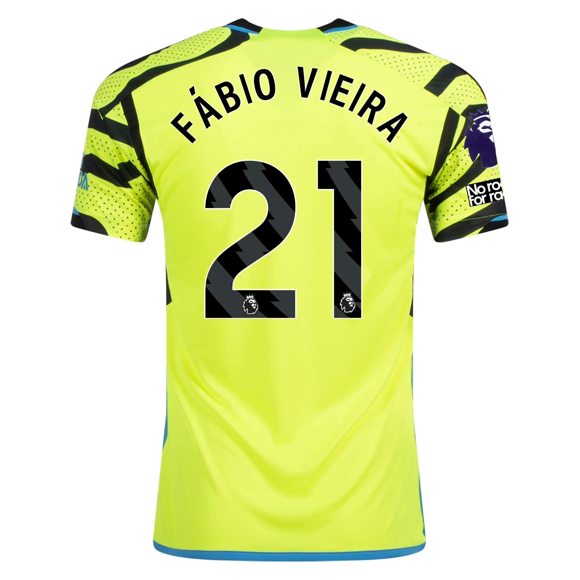 Image of adidas Arsenal Fabio Vieira Away Jersey w/ EPL + No Room For Racism Patches 23/2