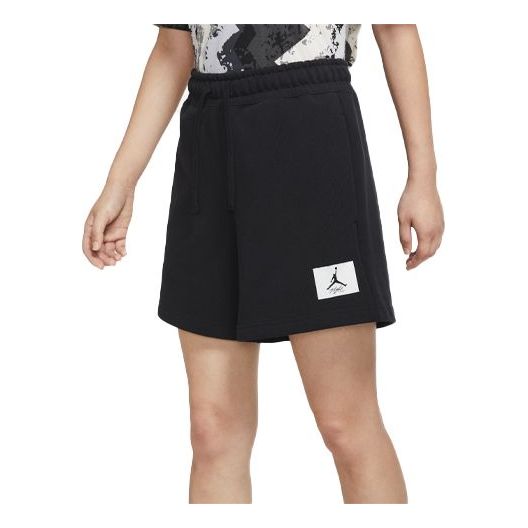 (WMNS) Air Jordan Essentials Logo Pattern Loose Lacing Sports Shorts Black DM324