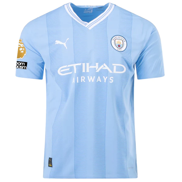 Image of Puma Manchester City Authentic Erling Haaland Home Jersey w/ EPL + No Room For R