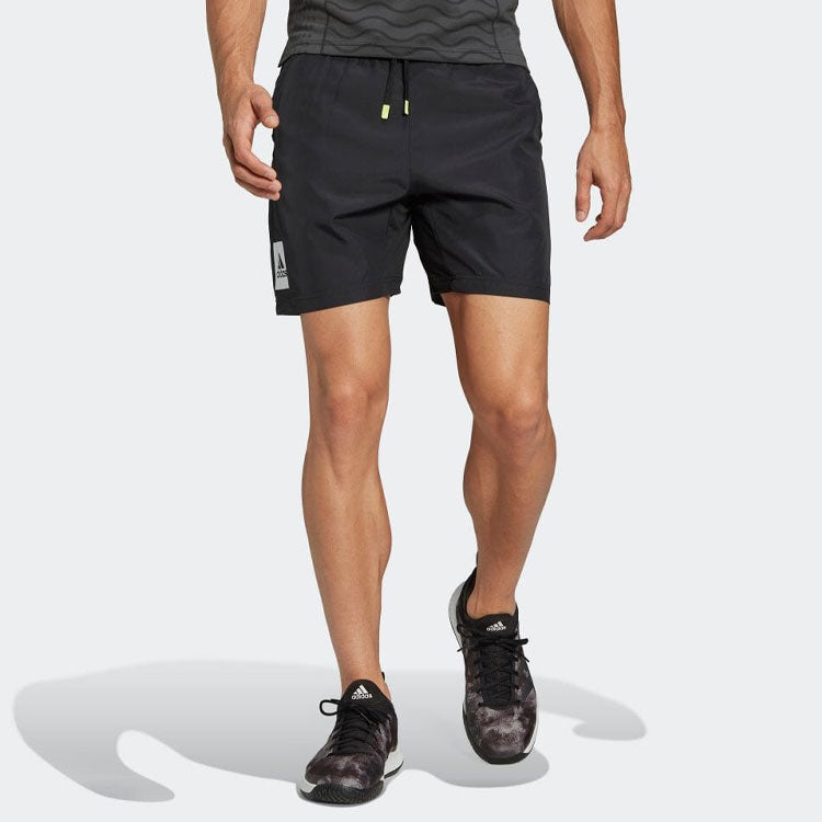 Image of Men's adidas Solid Color Casual Drawstring 2 In 1 Sports Shorts Black HG4203