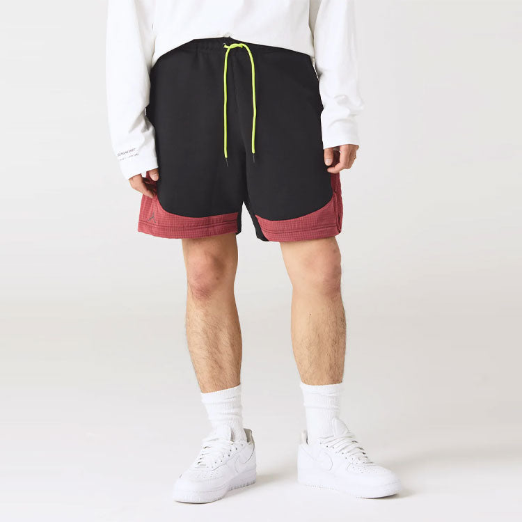 Men's Air Jordan Contrasting Colors Drawstring Lacing Straight Shorts Black DJ02