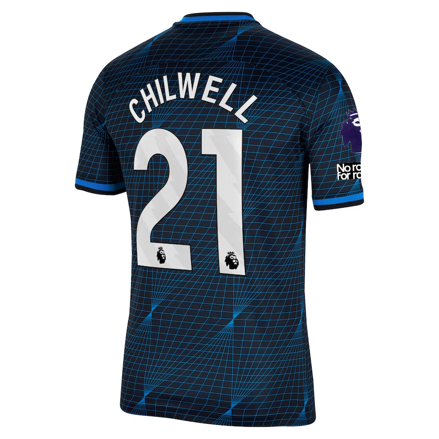 Nike Chelsea Ben Chilwell Away Jersey w/ EPL + No Room For Racism Patches 23/24