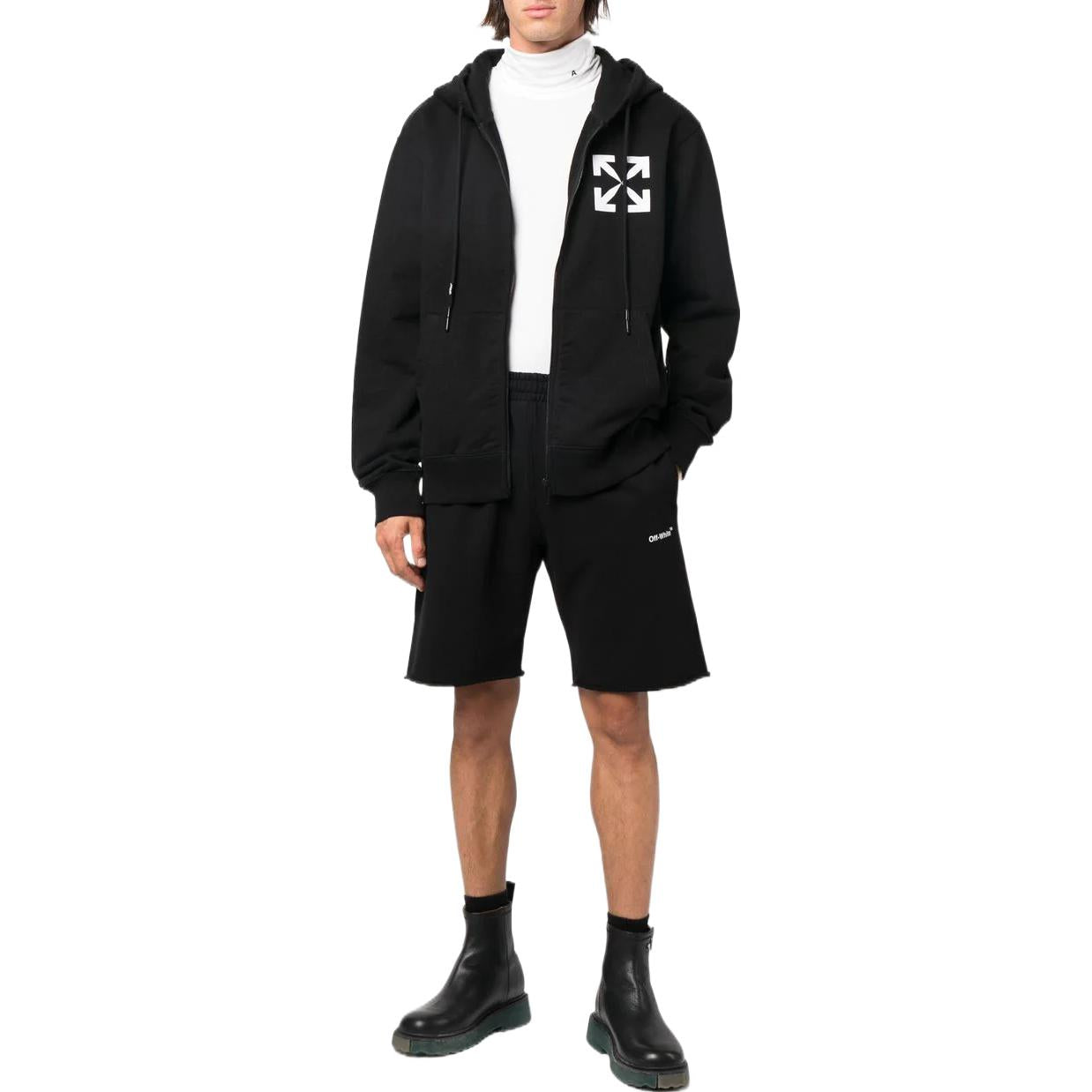 Image of Men's OFF-WHITE FW22 Solid Color Logo Printing Elastic Waistband Sports Shorts O