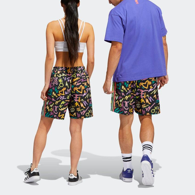 Image of Men's adidas Graffiti Full Print Sports Shorts Black HC3087