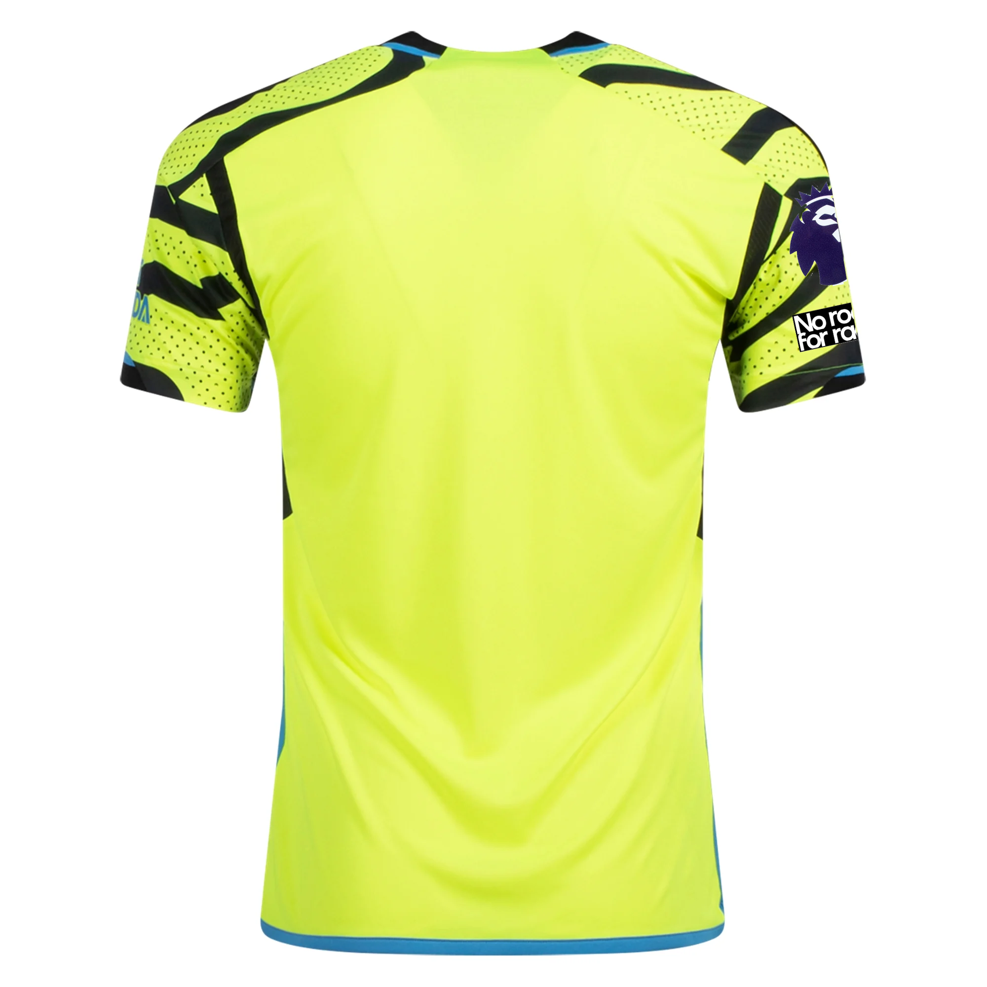 Image of adidas Arsenal Away Jersey w/ EPL + No Room For Racism Patches 23/24 (Team Solar