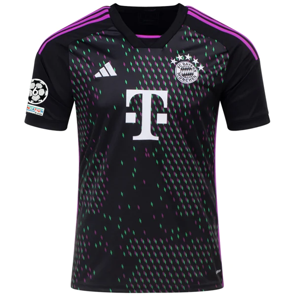 adidas Bayern München Mathys Tel Auswärtstrikot mit Champions League Patches 23/24 (B