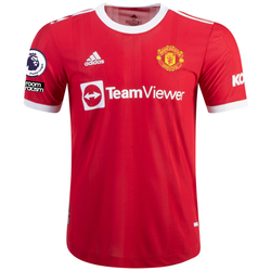 Image of adidas Authentic Manchester United Donny Van de Beek Home Jersey w/ EPL + No Roo