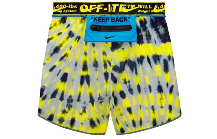 Image of (WMNS) Nike x OFF-WHITE Crossover Tie Dye Casual Sports Drawstring Shorts Fluore