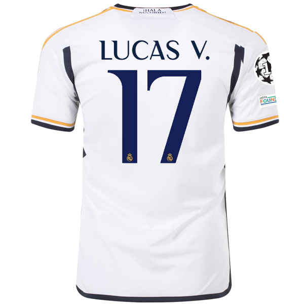 Image of adidas Real Madrid Lucas Vazquez Home Jersey w/ Champions League + Club World Cu