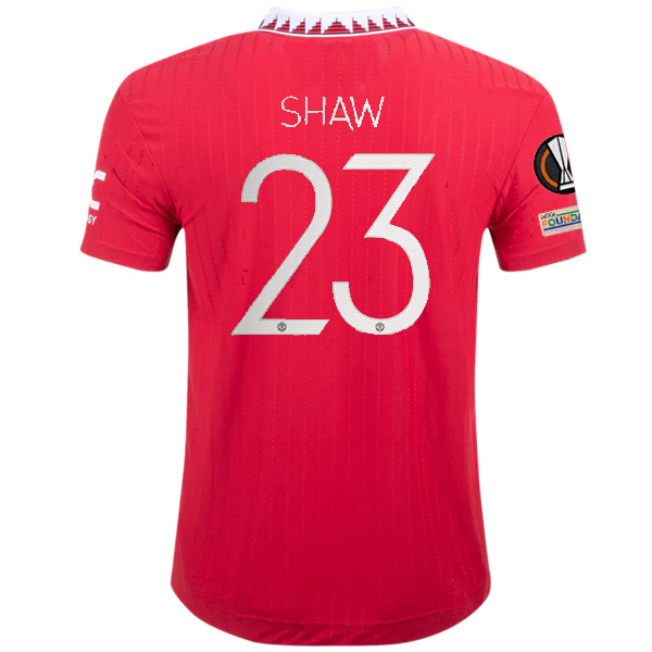 Image of adidas Manchester United Luke Shaw Authentic Home Jersey w/ Europa League Patche