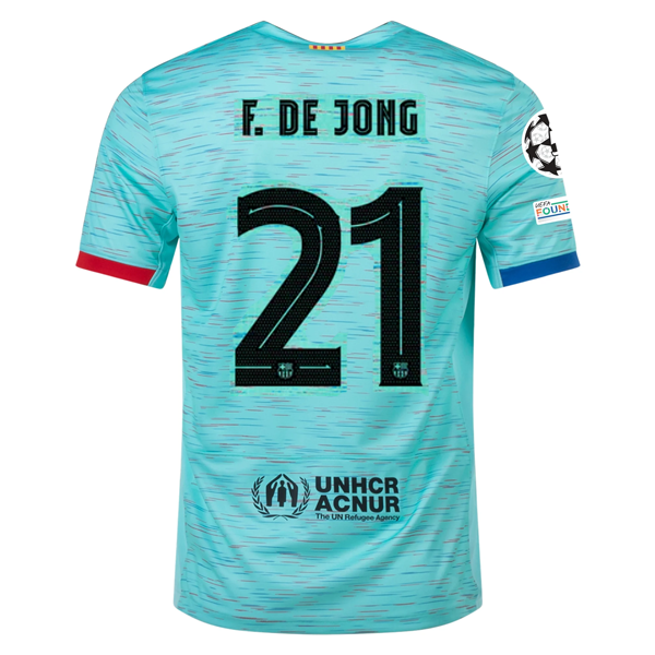 Nike Barcelona Frenkie de Jong Third Jersey w/ Champions League Patches 23/24 (L