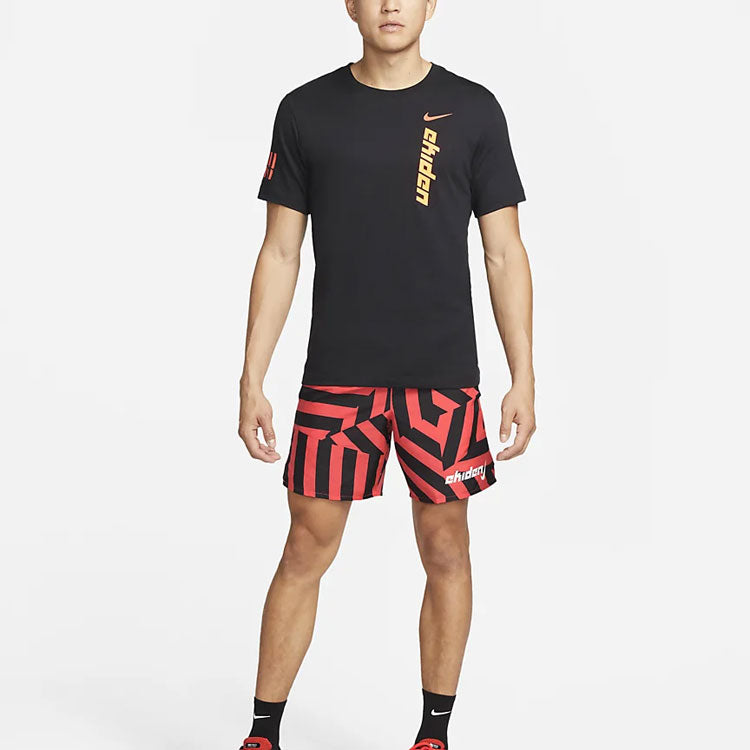 Image of Nike Challenger Ekiden Casual Geometry Pattern Printing Shorts Red DN7518-635