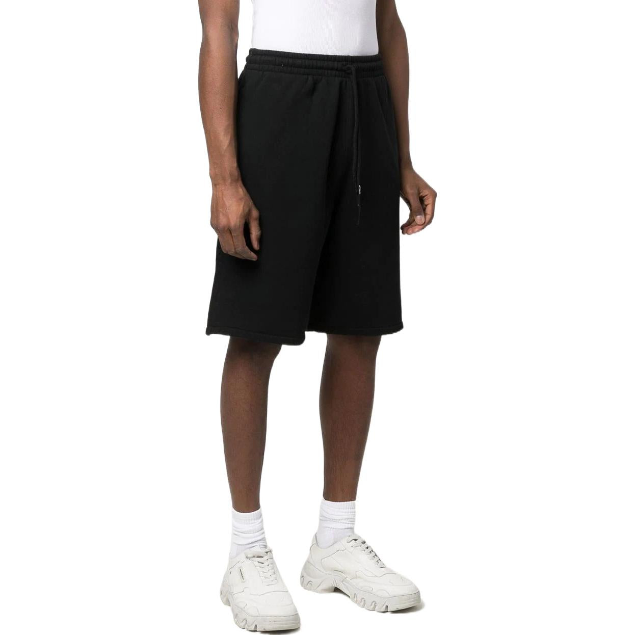 Men's OFF-WHITE Caravaggio Logo Printing Solid Color Sports Shorts Black OMCI013