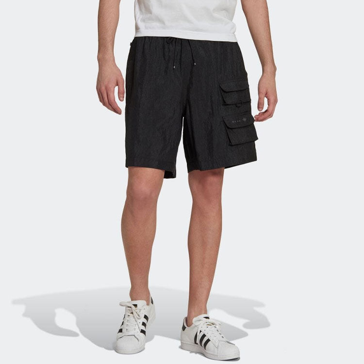 Image of adidas Solid Color Multiple Pockets Lacing Shorts Black HS8889
