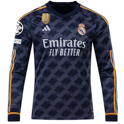 Image of adidas Real Madrid Brahim Diaz Long Sleeve Away Jersey w/ Champions League + Clu