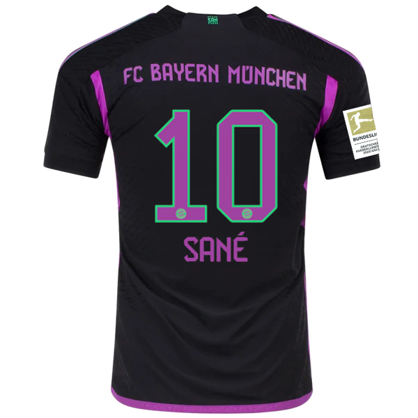 Image of adidas Bayern Munich Authentic Leroy Sané Away Jersey w/ Bundesliga Champion Pat