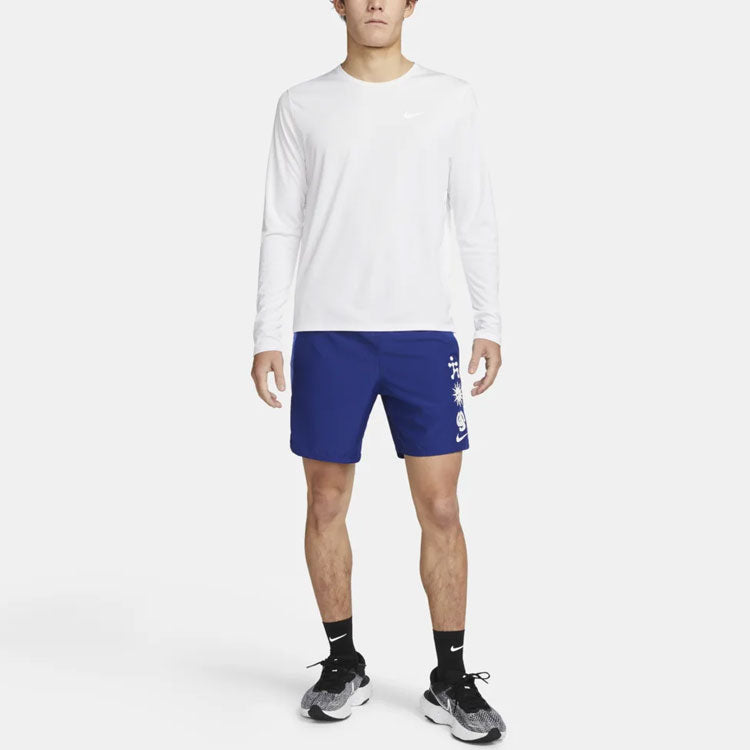 Image of Men's Nike Pattern Printing Lacing Blue Straight Shorts DM4714-455