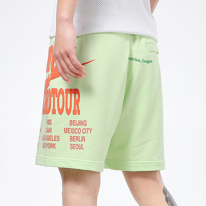 Image of Nike Nsw Ft Short Wtour Large Logo Printing Knit Sports Shorts Green DA0646-383