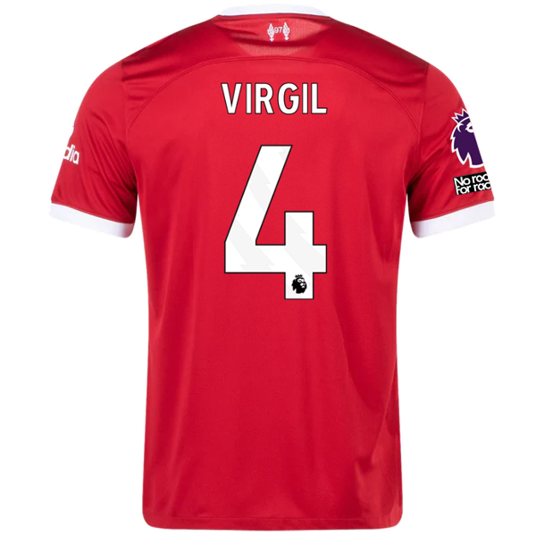 Image of Nike Liverpool Virgil Van Dijk Home Jersey w/ EPL + No Room For Racism Patches 2