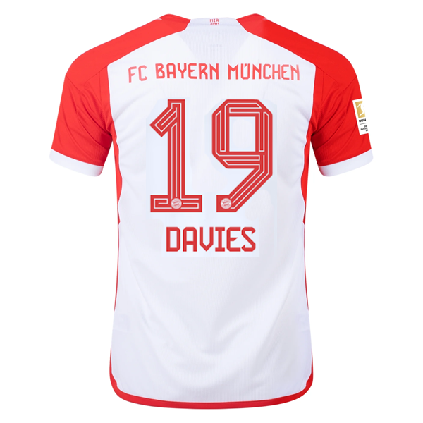 Image of adidas Bayern Munich Alphonso Davies Home Jersey 23/24 w/ Bundesliga Champion Pa
