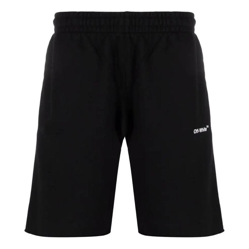 Men's OFF-WHITE SS22 Solid Color Logo Printing Straight Shorts Version Black OMC