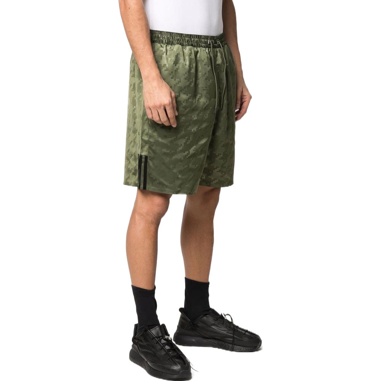 Image of adidas Houndstooth Printing Lacing Straight Shorts Green HG2401