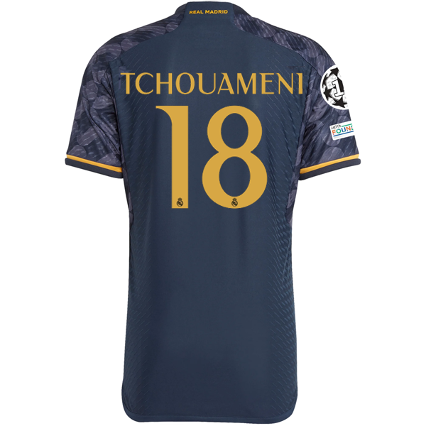 Image of adidas Real Madrid Authentic Tchouameni Away Jersey w/ Champions League + Club W