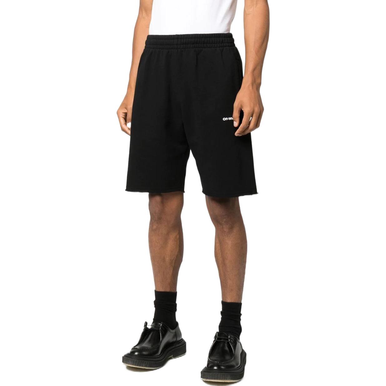 Men's OFF-WHITE SS22 Alphabet Logo Printing Straight Shorts Loose Fit Black OMCI