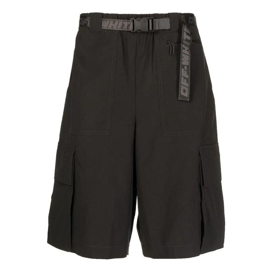 OFF-WHITE SS22 Industrial Solid Color Belt Casual Shorts Black OMCB064C99FAB0011
