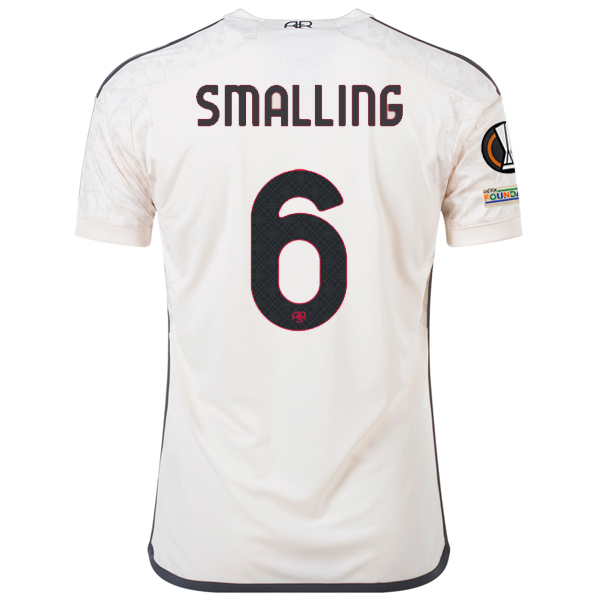 Image of adidas A.S Roma Chris Smalling Away Jersey w/ Europa League Patches 23/24 (Beige