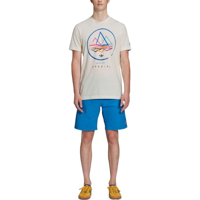 Image of Men's adidas Solid Color Label Straight Shorts Japanese Version Blue GT1816