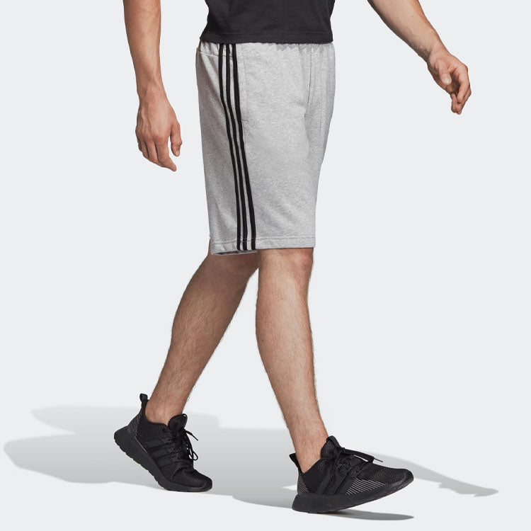 Image of Men's adidas Stripe Logo Training Knit Casual Sports Shorts Gray DU7831