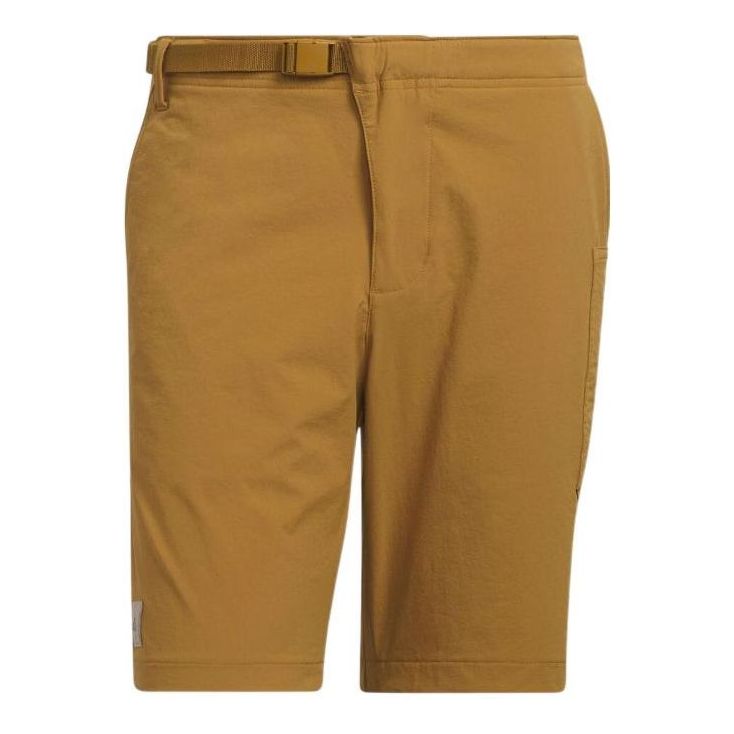 Image of adidas Solid Color Lacing Straight Casual Shorts Men's Green Copper HS3201