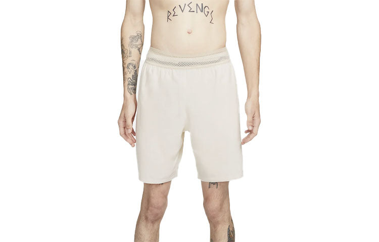Image of Men's Nike x MMW Crossover Solid Color Yoga 3 In 1 Sports Shorts Cream Yellow DD